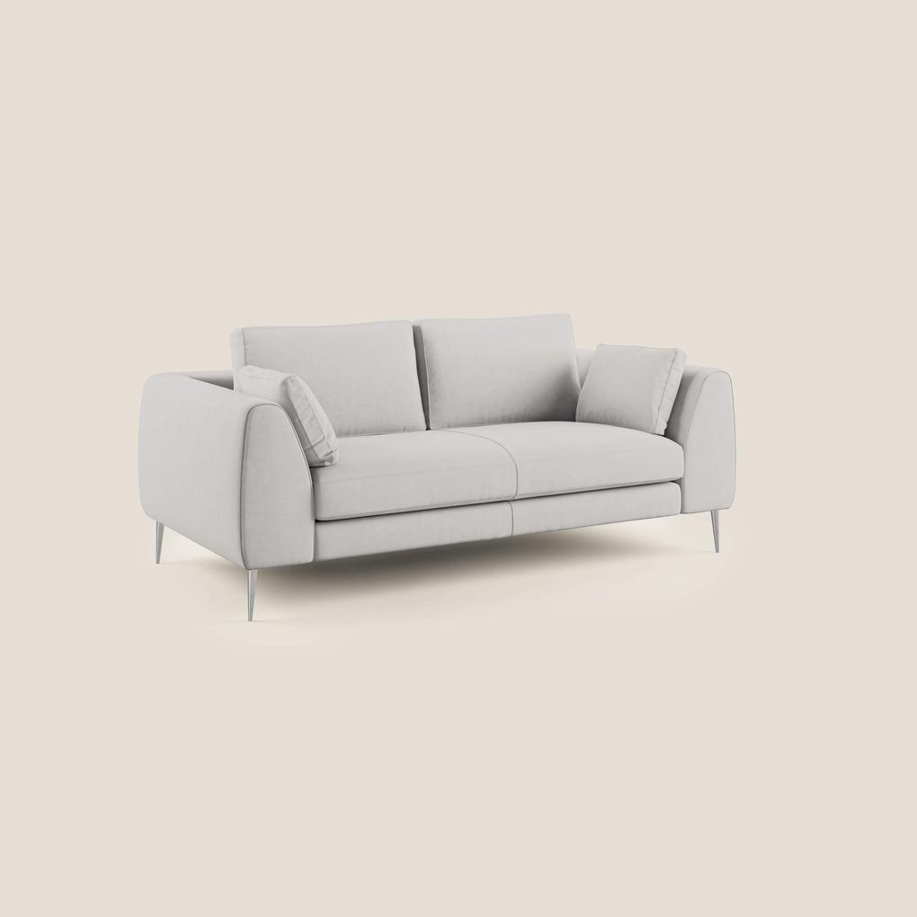Plano divano moderno in microfibra tecnica smacchiabile T11 grigio chiaro 196 cm