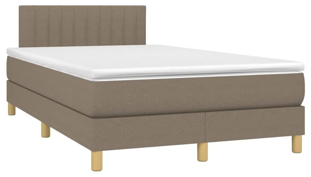 Letto a molle con materasso e led tortora 120x190 cm in tessuto