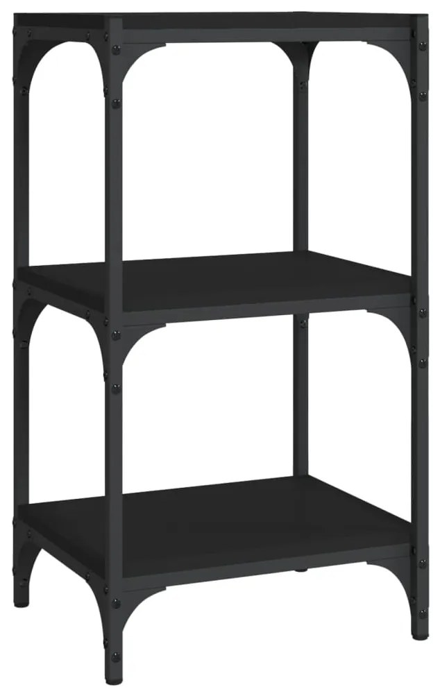 Mobile porta libri nero 40x33x70,5cm legno multistrato acciaio