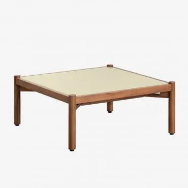 Tavolino in Cemento e Legno di Acacia Gamila Tapioca Beige & 70 x 70 - Sklum