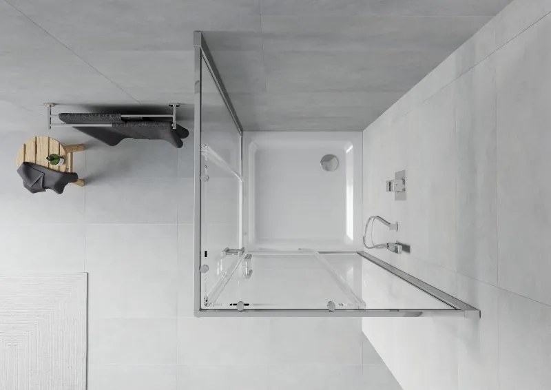 Mexen Rio cabina doccia quadrata 90 x 90 cm, trasparente, cromo + piatto doccia Flat, bianco - 860-090-090-01-00-4010