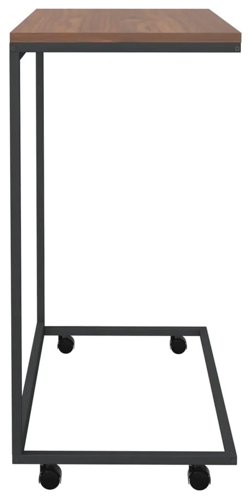 Tavolino con ruote nero 55x35x70 cm in legno multistrato