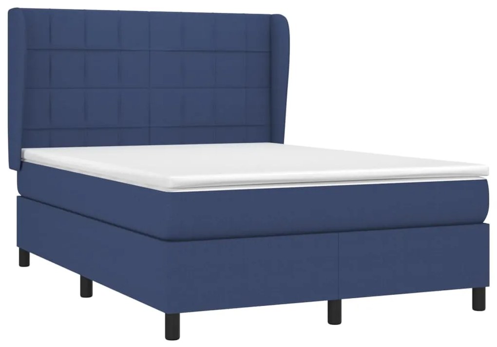 Giroletto a molle con materasso blu 140x200 cm in tessuto