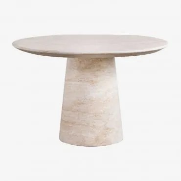 Tavolo Da Pranzo Rotondo Ø120 Cm In Cemento Effetto Travertino Noemi Travertine - Sklum