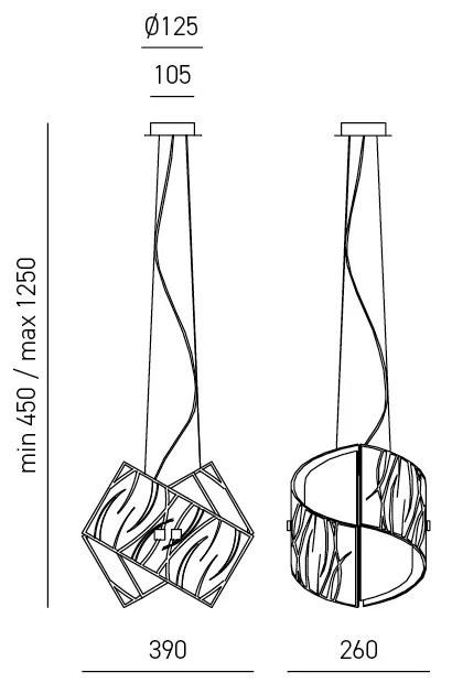 Lampadario Contemporaneo Agnese Metallo Finitura Cromo 2 Luci E27 39Cm