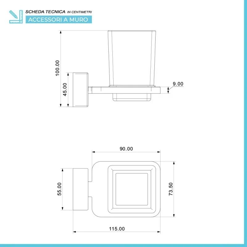 Set accessori a muro 3 pezzi in acciaio cromato e viti incluse Velvet