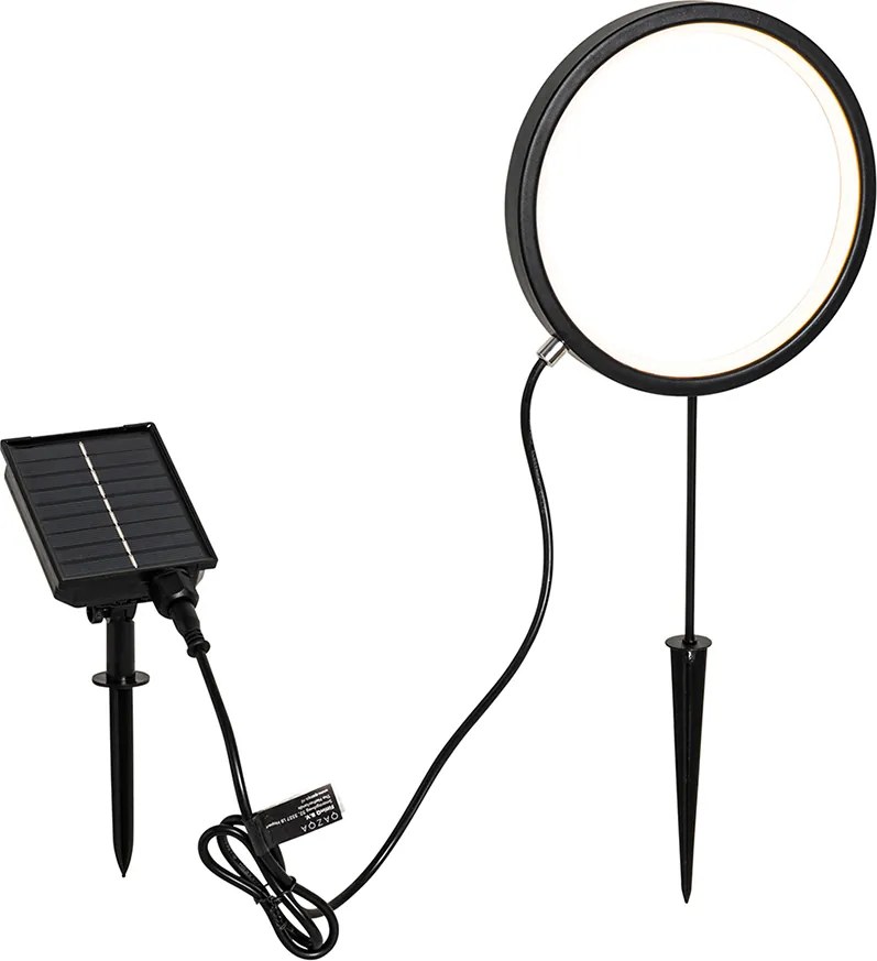 Luce a spillo nera 50 cm con LED ricaricabile e solare IP65 - Adalind