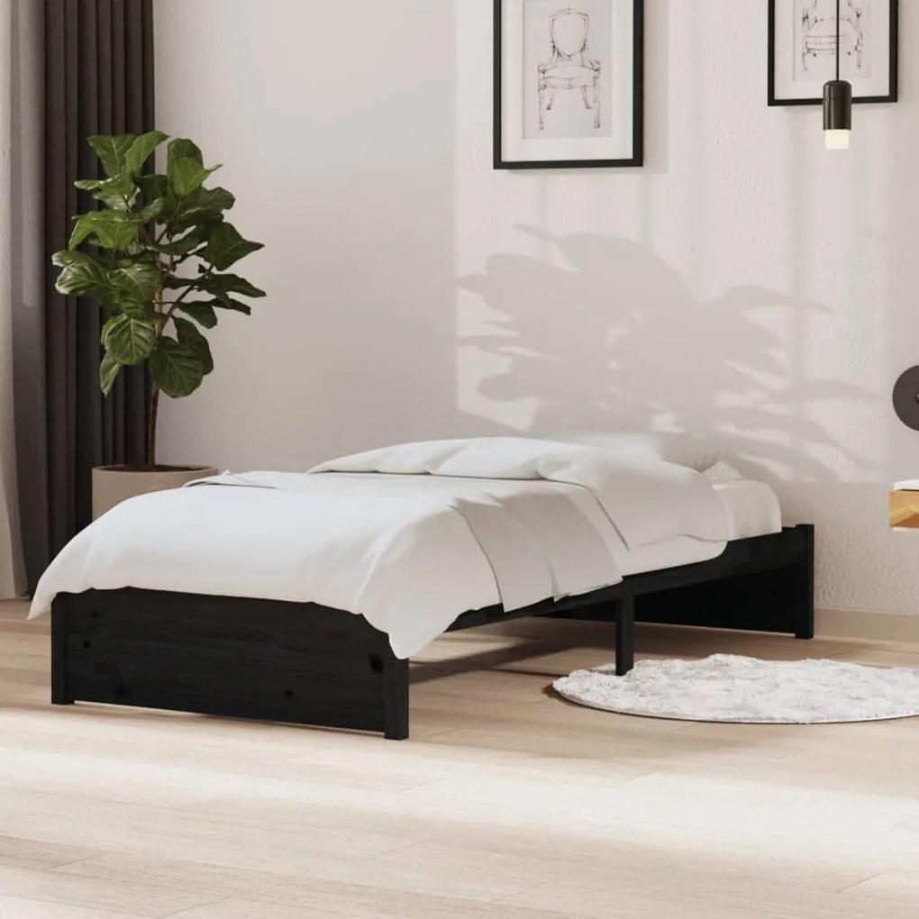 Giroletto Nero İn Legno Massello 90x190 Cm Single /