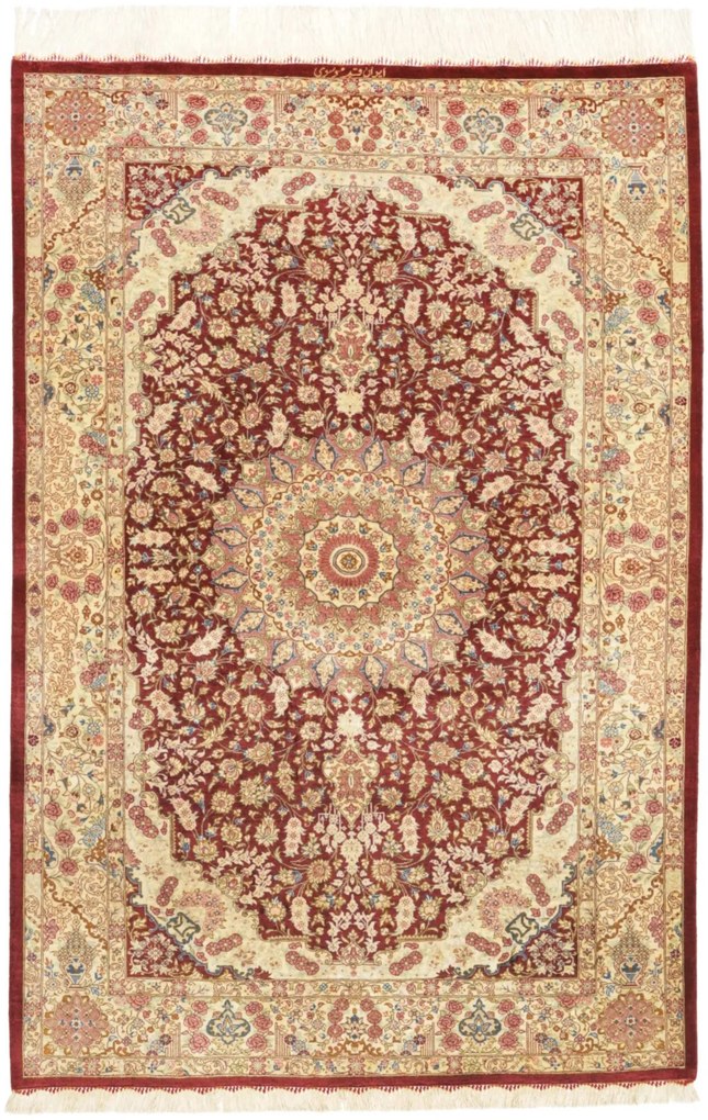 Ghom Tappeto persiano 150 x 100 Rosso (Iran) Annodato A Mano