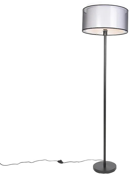 Lampada da terra di design nera con paralume bianco e nero 47 cm - Simplo