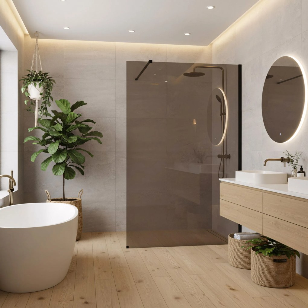 Parete doccia Rea Flexi Brown / Black 140