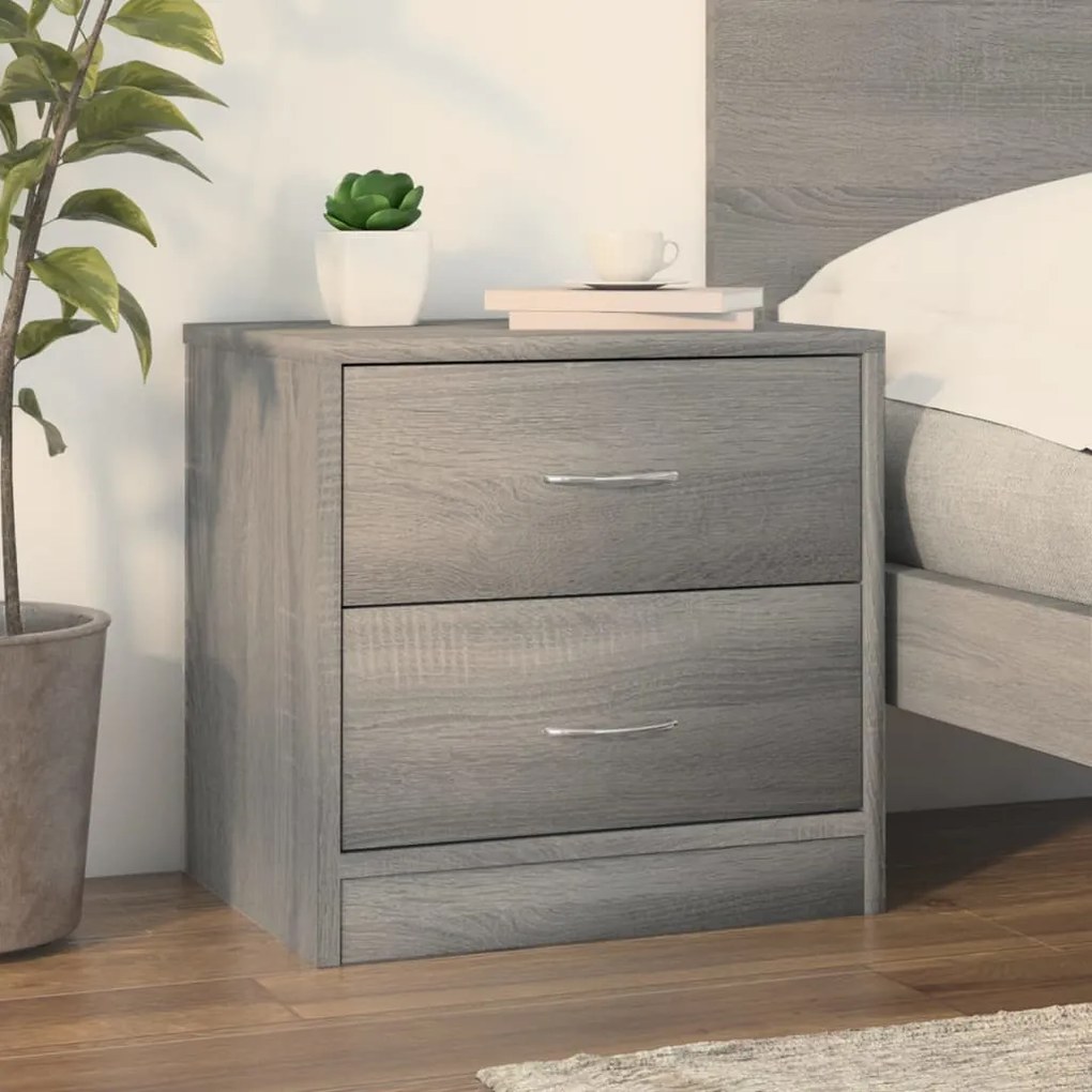 Comodino Grigio Sonoma 40x30x40 Cm İn Truciolato /