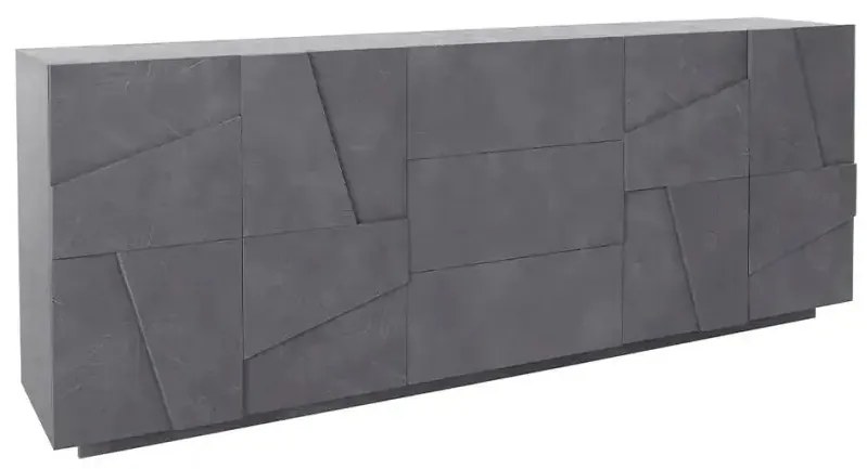 Credenza PING Moderna con 4 Ante Battenti e 3 Cassetti in Ardesia