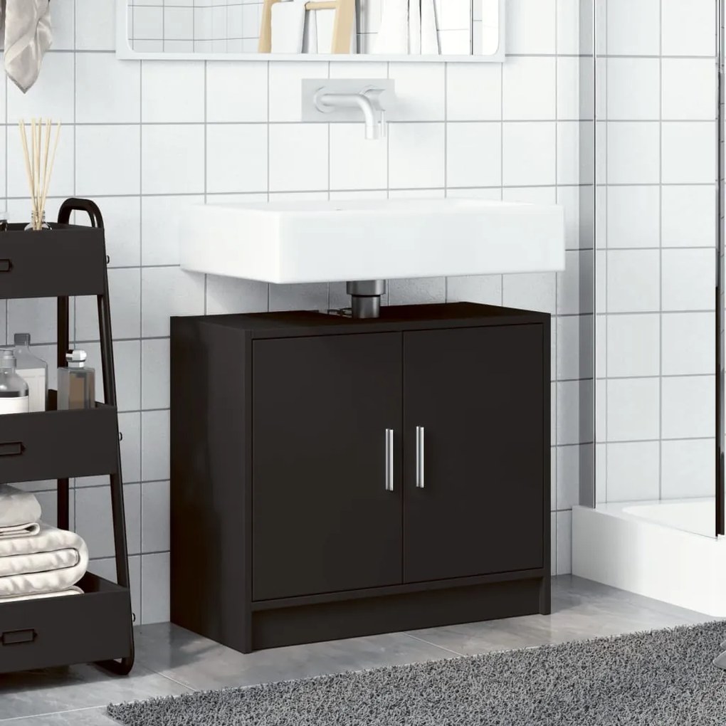 Mobile lavabo nero 63x29x55 cm in truciolato