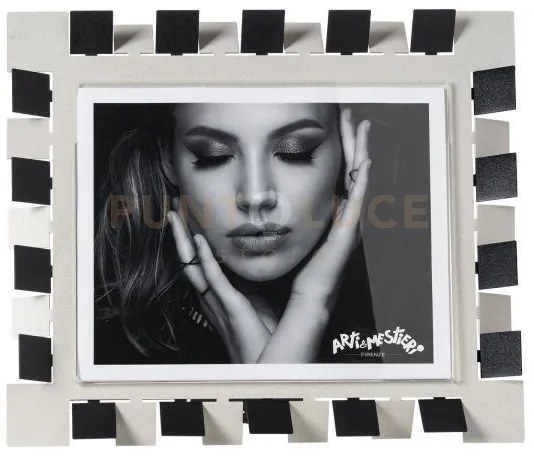 Portafoto di design vertigo maxi orizzontale avorio/nero in ferro e...