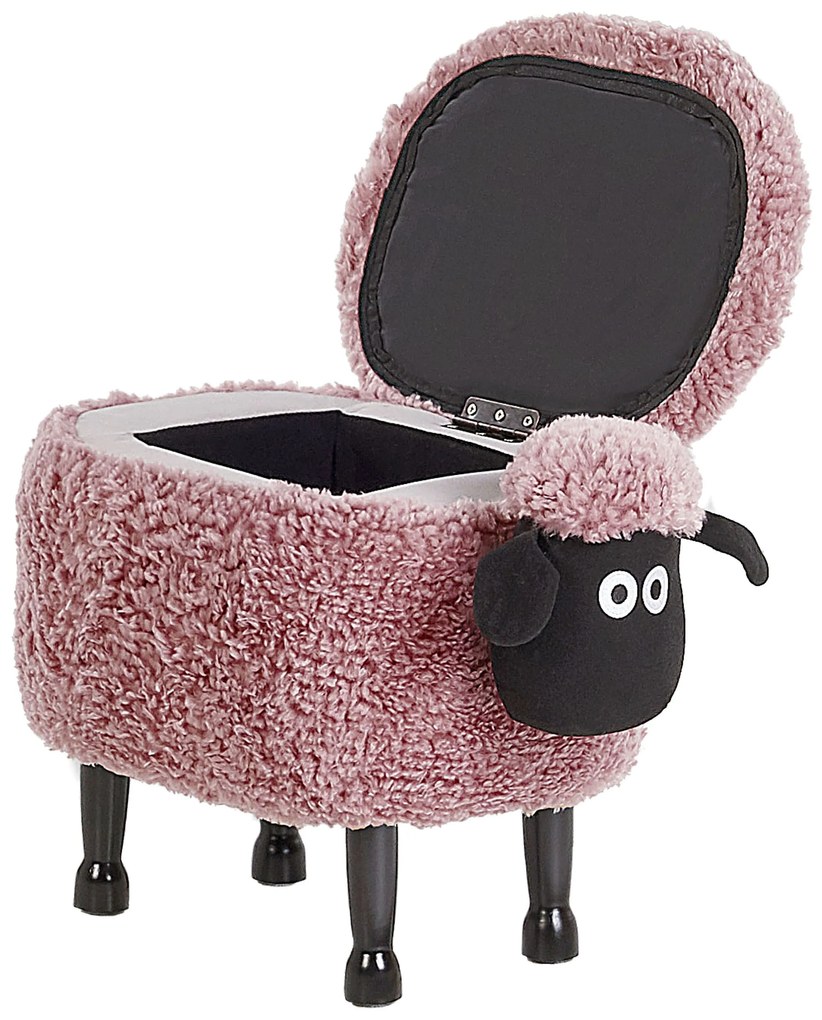 Pouf animaletto in tessuto rosa SHEEP Beliani