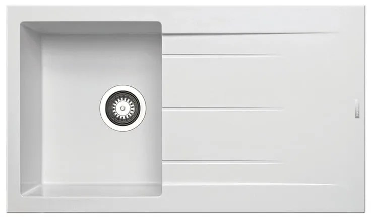 Lavello integrato 1 vasca in granito bianco DELINIA Alazia L 50 x L 86 cm