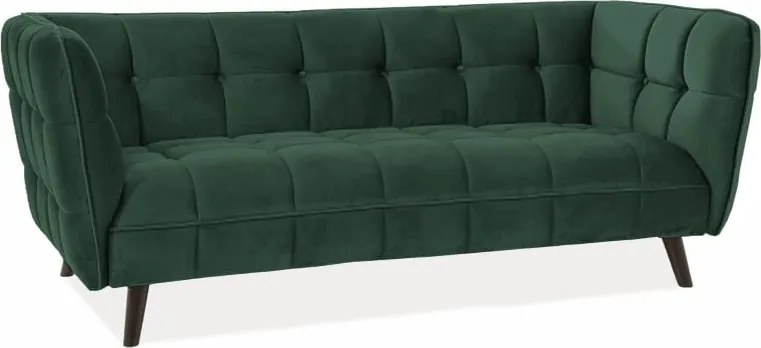 Divano Castello 3 in velluto verde - Blu78/wenge