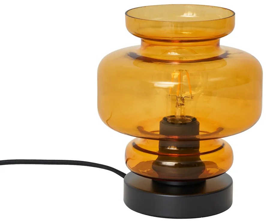 Lampada da tavolo retrò nera con vetro arancione - Denise