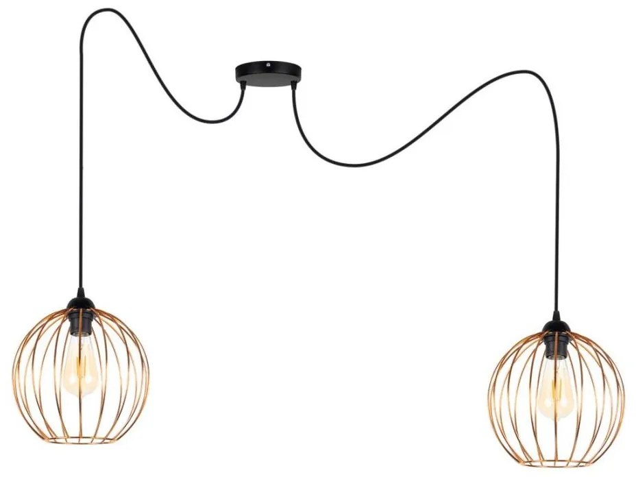 Lampadario a sospensione con filo MATT 2xE27/60W/230V ragno nero/rame