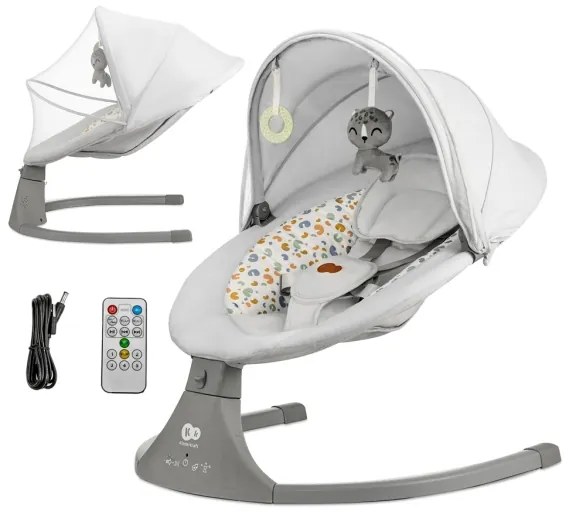 KINDERKRAFT - Altalena per bambini con melodia 2in1 LUMI grigio chiaro