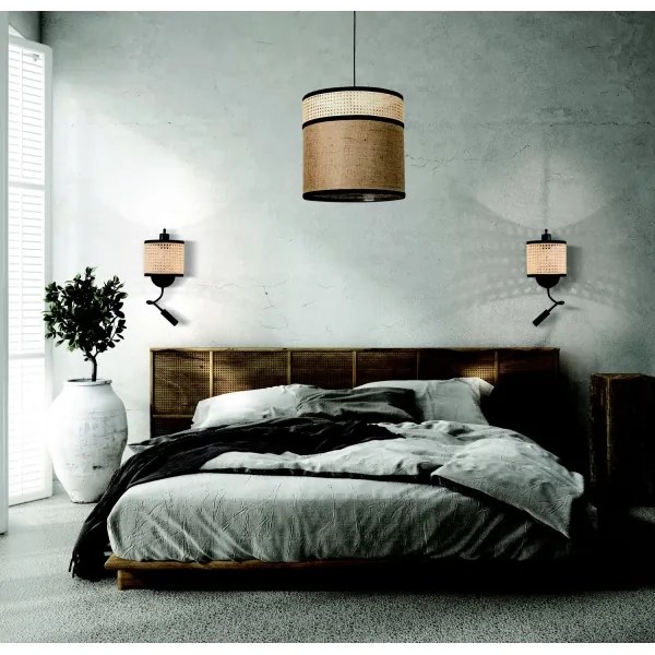 Zambelis 20355 - Lampada da parete LED 1xE27/40W + LED/3W/230V rattan