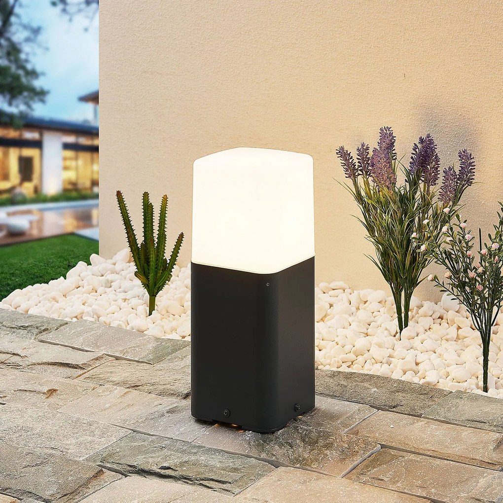 Lampione da giardino Obuna Lucande, dimmerabile, Nero, Alluminio, Moderno, Lampada da esterni