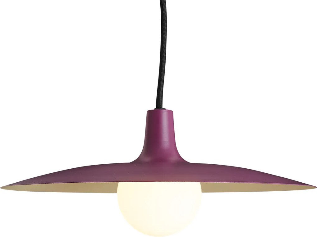Sistema di illuminazione a binario moderno nero con 2 faretti e 3 lampade a sospensione viola monofase - Slimline Uzzy Panzi