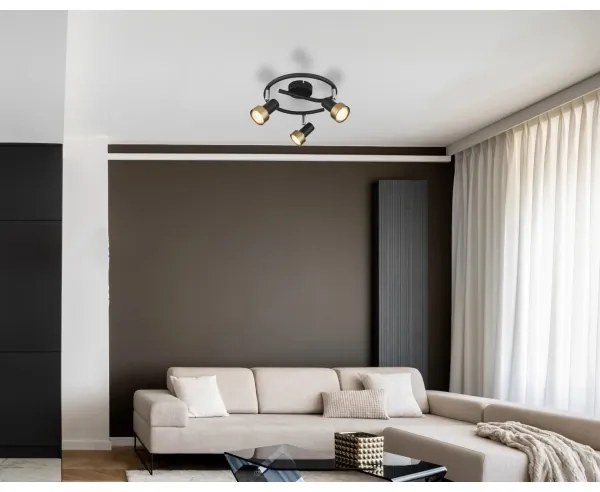 Globo 57917-3G - Faretto  MASON 3xGU10/25W/230V nero/oro