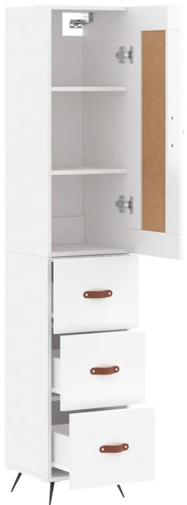 Credenza 34,5x34x180 cm in legno multistrato bianco lucido