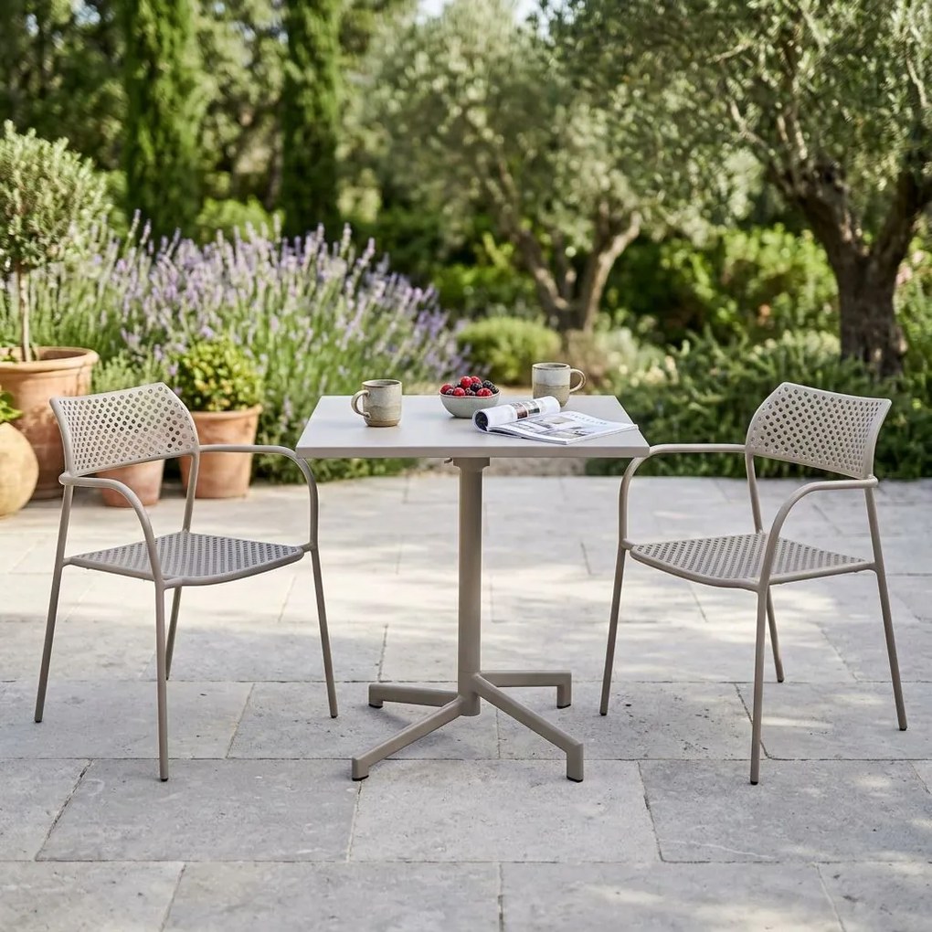 OPERA - set tavolo in alluminio cm 70 x 70 x 73 h con 2 poltrone Aviim