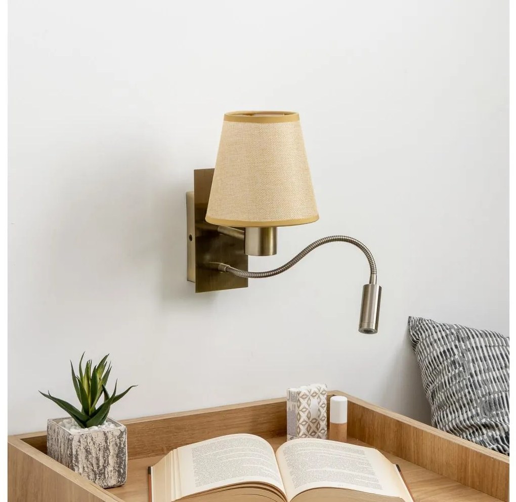 Brilagi - Applique a LED NUBILA 1xE27/25W/230V+LED/3W ottone/marrone chiaro