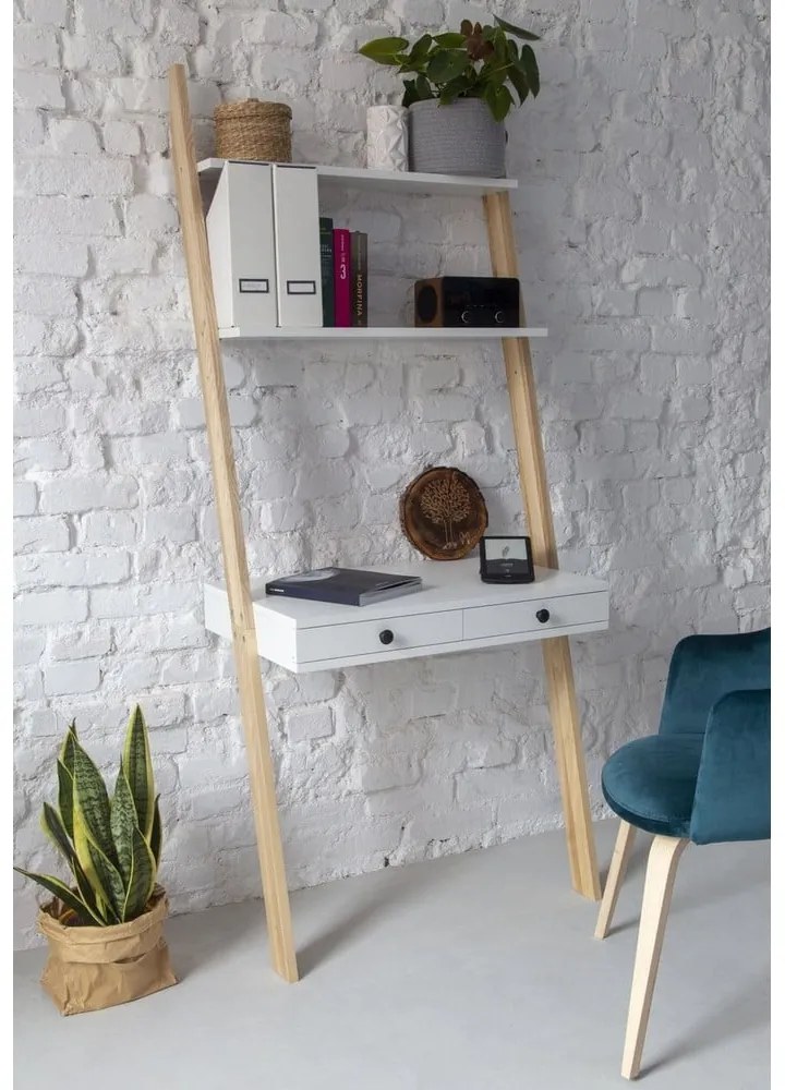 Piantana bianca con piano di lavoro e cassetto Leno - Ragaba