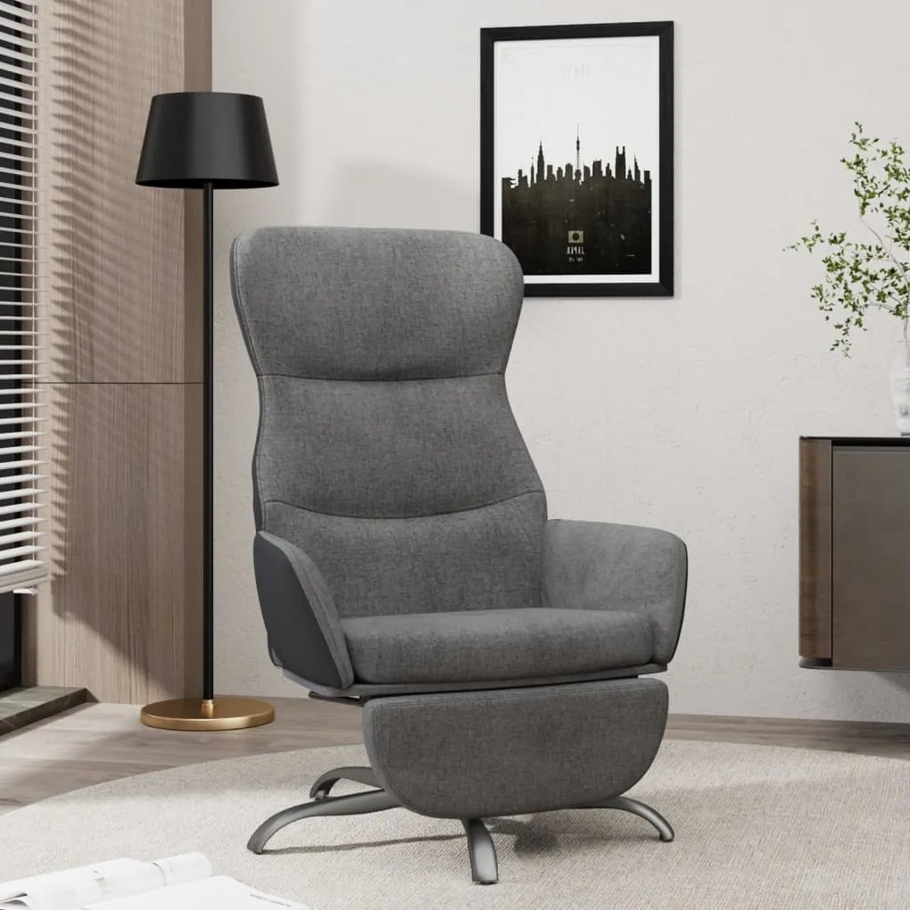 Poltrona Relax Con Poggiapiedi Grigio Scuro İn Tessuto /
