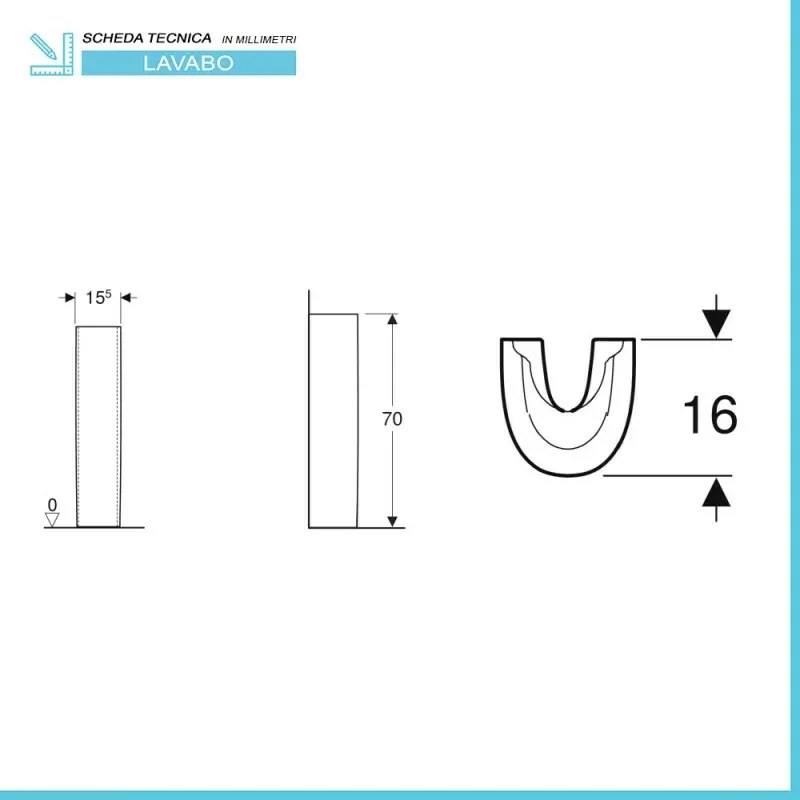 Lavabo con colonna 60 cm Geberit in ceramica lucida Colibrì