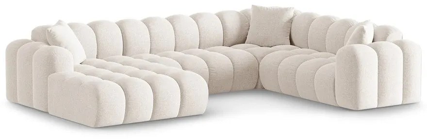 Divano angolare color crema (con penisola a destra/a U) con rivestimento in ciniglia Treno – Cosmopolitan Design