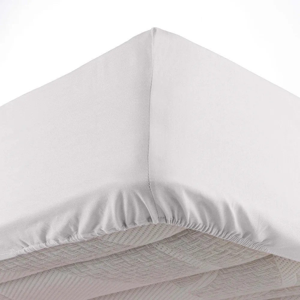 Lenzuolo bianco in microfibra elasticizzata 140x190 cm Oscar - douceur d'intérieur