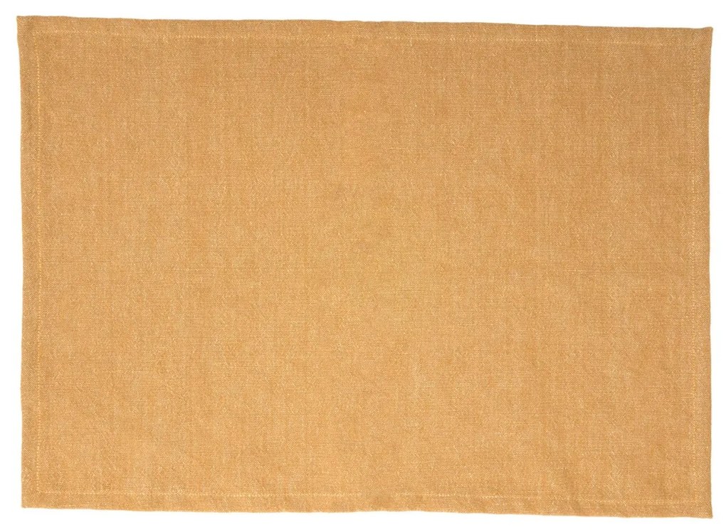 Kave Home - Set Abinadi di 2 individuali in cotone e lino senape 35 x 50 cm
