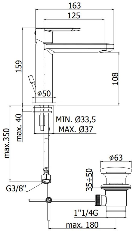 Paffoni Candy Ca071hk Miscelatore lavabo Monocomando con Scarico Clic Clac Cromo