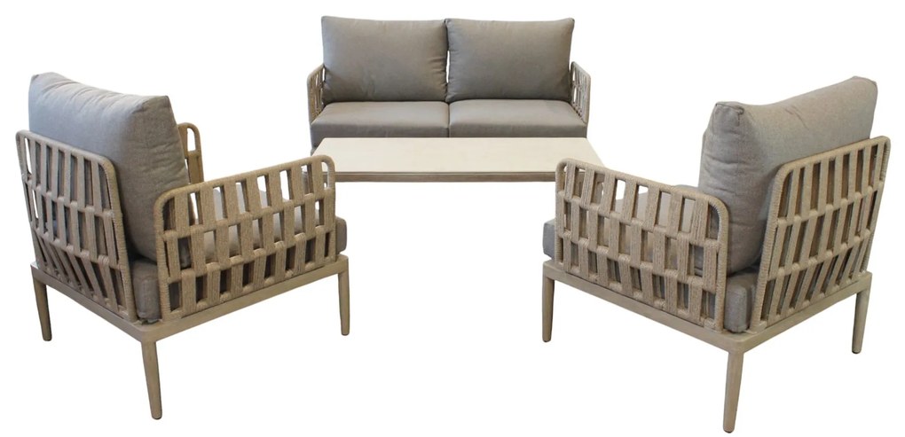 CASCADA - salotto outdoor con struttura in alluminio grigio chiaro, antracite o naturale