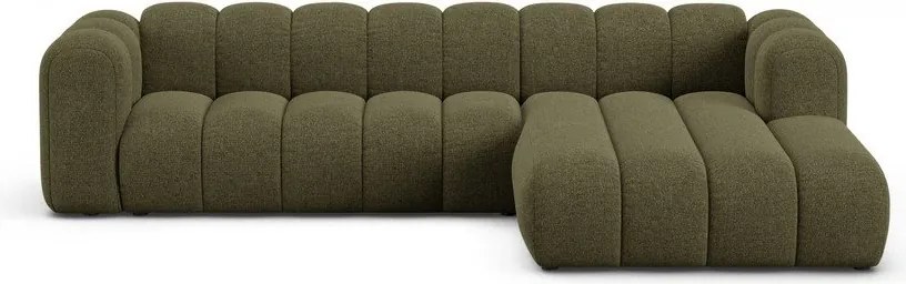 Divano angolare verde (con penisola a destra/con chaise lounge) con rivestimento in ciniglia Lupine – Micadoni