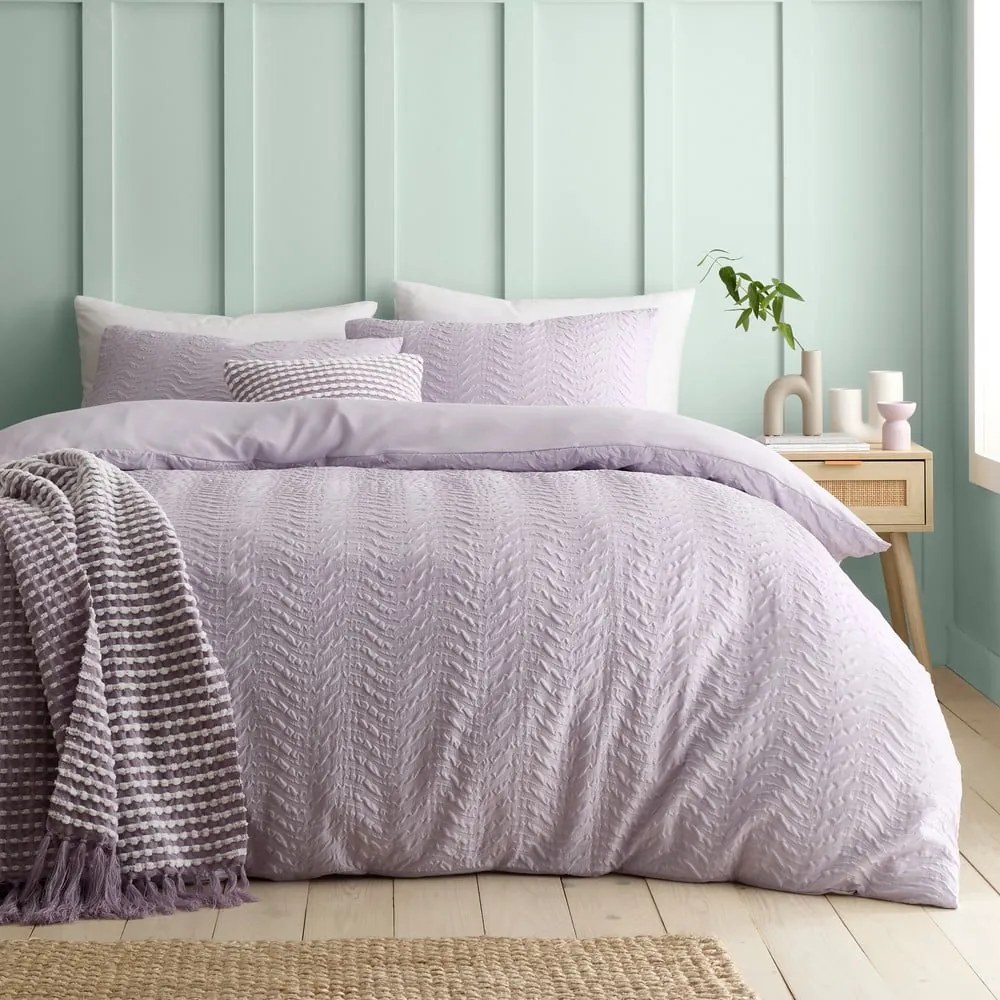 Set copripiumino e federa lavanda in crêpe per letto matrimoniale e per letto esteso 230x220 cm Heatset Wave – Catherine Lansfield