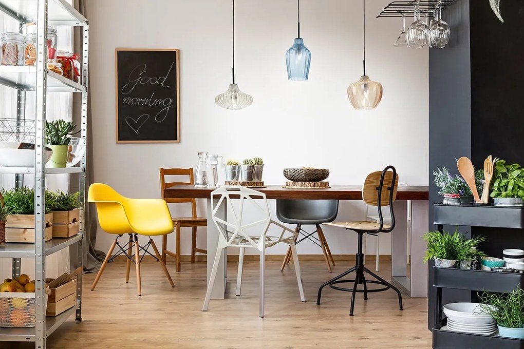 Lampadario Glamour Olbia L.100 nero paralume multicolore 3x E27 LA MIA LUCE