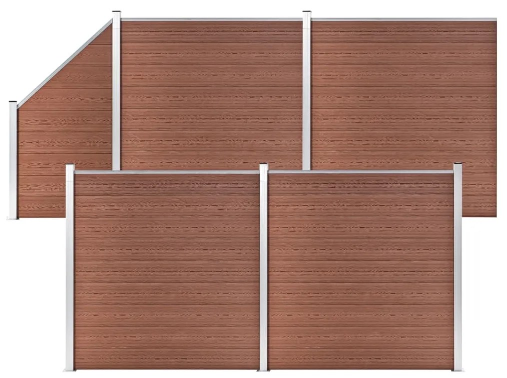 Pannelli Recinzione 4 Quadrati 1 Inclinato 792x186cm Marrone /
