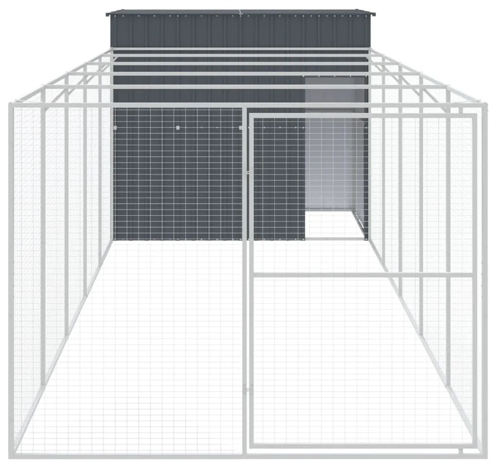 Casetta cani con corsa antracite 214x661x181 cm acciaio zincato