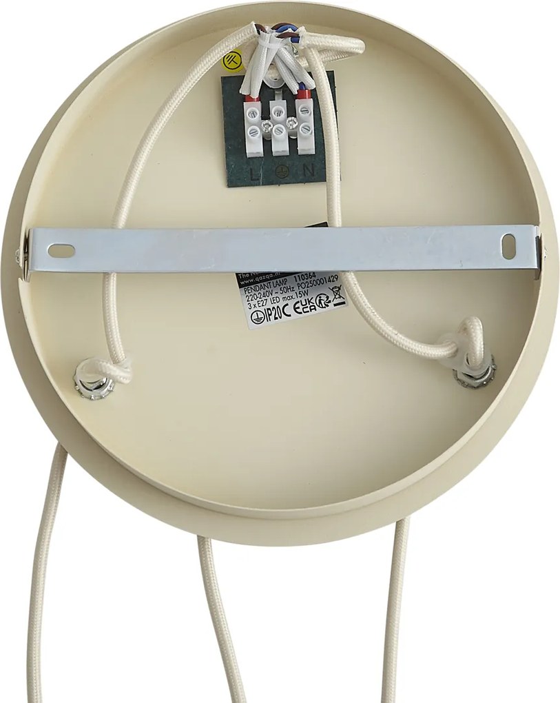 Lampada a sospensione scandinava beige con vetro bianco rotondo a 3 luci - Wisp