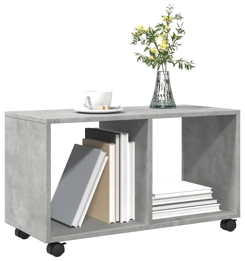 Mobiletto con ruote grigio cemento 72x33x42,5 cm in truciolato