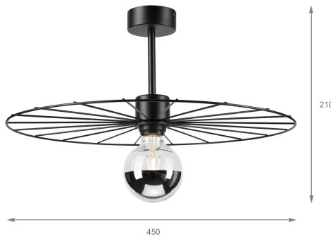 Lampadario a sospensione con supporto rigido MONTANA 1xE27/15W/230V diametro 45 cm nero