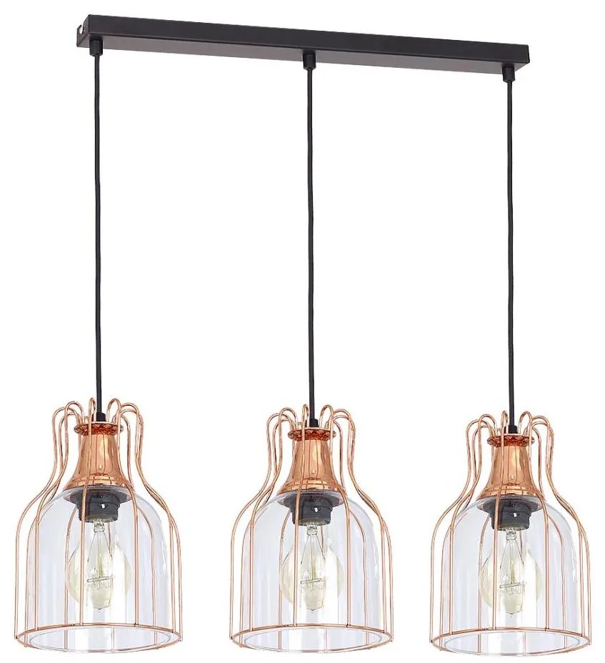 Lampadario a sospensione con filo ARIA 3xE27/60W/230V rame