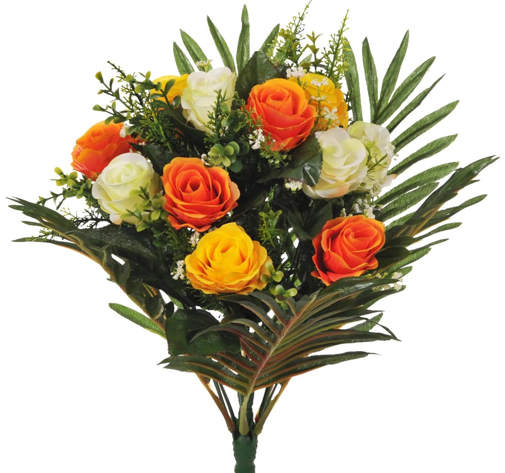 Set 2 Bouquet Artificiale di Rose in Boccio Altezza 48 cm Giallo